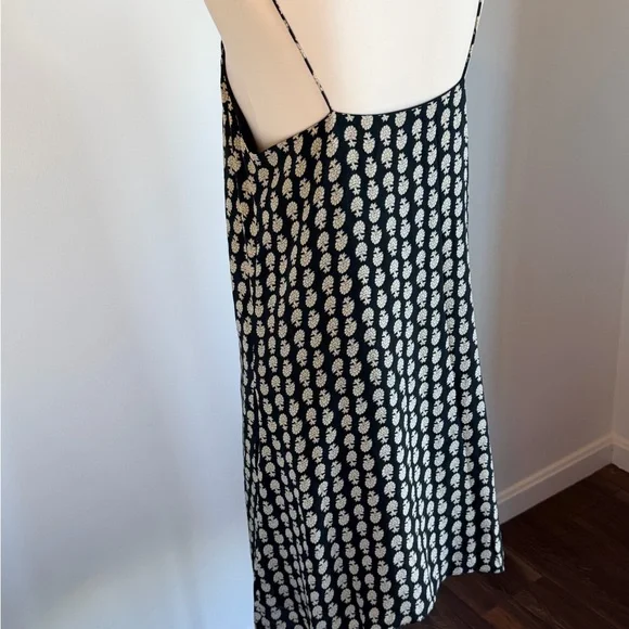 Madewell 100% Silk Medium Black and Cream Patterned Midi Dress - Picture 4 of 11